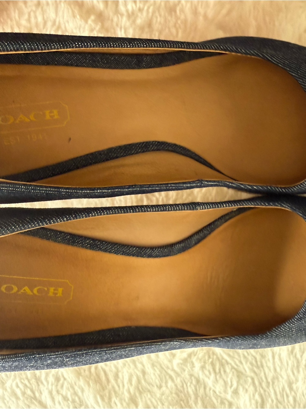 Coach Denim Peep-Toe Espadrille Wedge in Navy - Picture 10 of 10